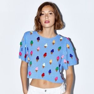 Zara Textured Weave Ice Cream Sweater